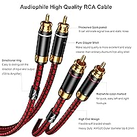 Vista 3 de Auidophile - Cable de audio de subwoofer estéreo macho 2RCA macho a 2RCA, Hi Fi, chapado en oro 3U, núcleo de cobre 4N sin oxígeno (1.6 pies