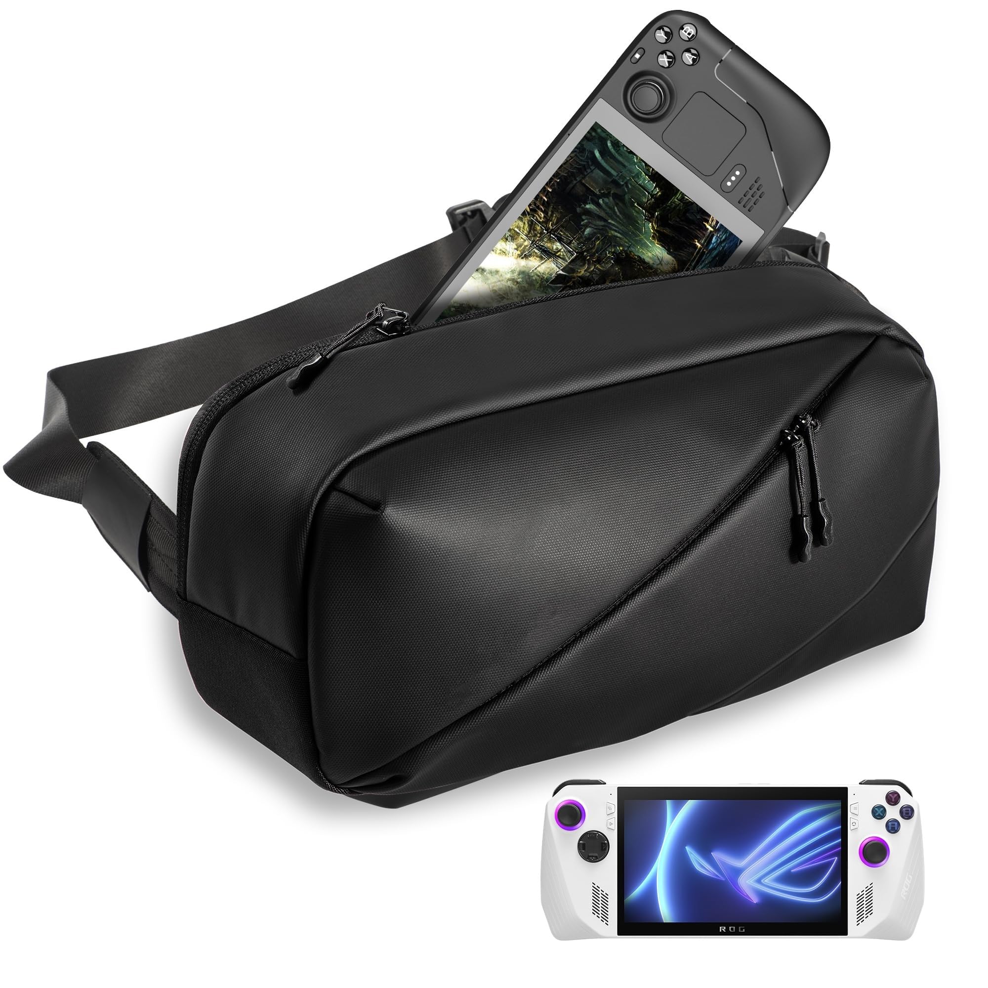 Azonee Carrying Case for Steam Deck Console & Accessories, Storage Bag for ASUS ROG Ally, Protective Shoulder Bag Pouch with Pockets Fit Console, AC Adapter,Original Dock, Lightweight Bag for Travel