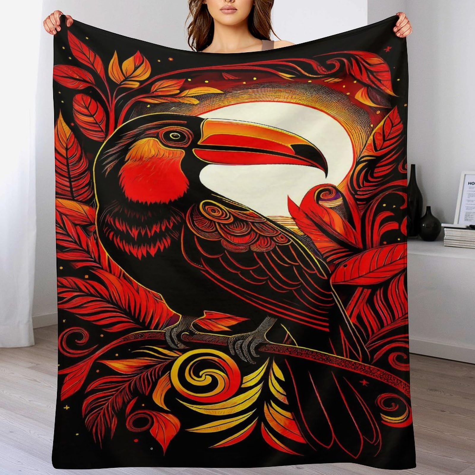 Couverture polaire en flanelle oiseau contre le froid pour lit et canapé