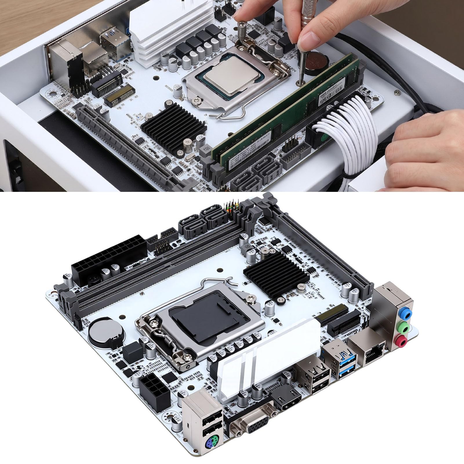 Cuifati Scheda Madre H510 ITX per LGA1200, DDR4 a Doppio Canale da 64 GB, M.2 NVMe PCIe 3.0 X4, con Porte VGA per PC Desktop