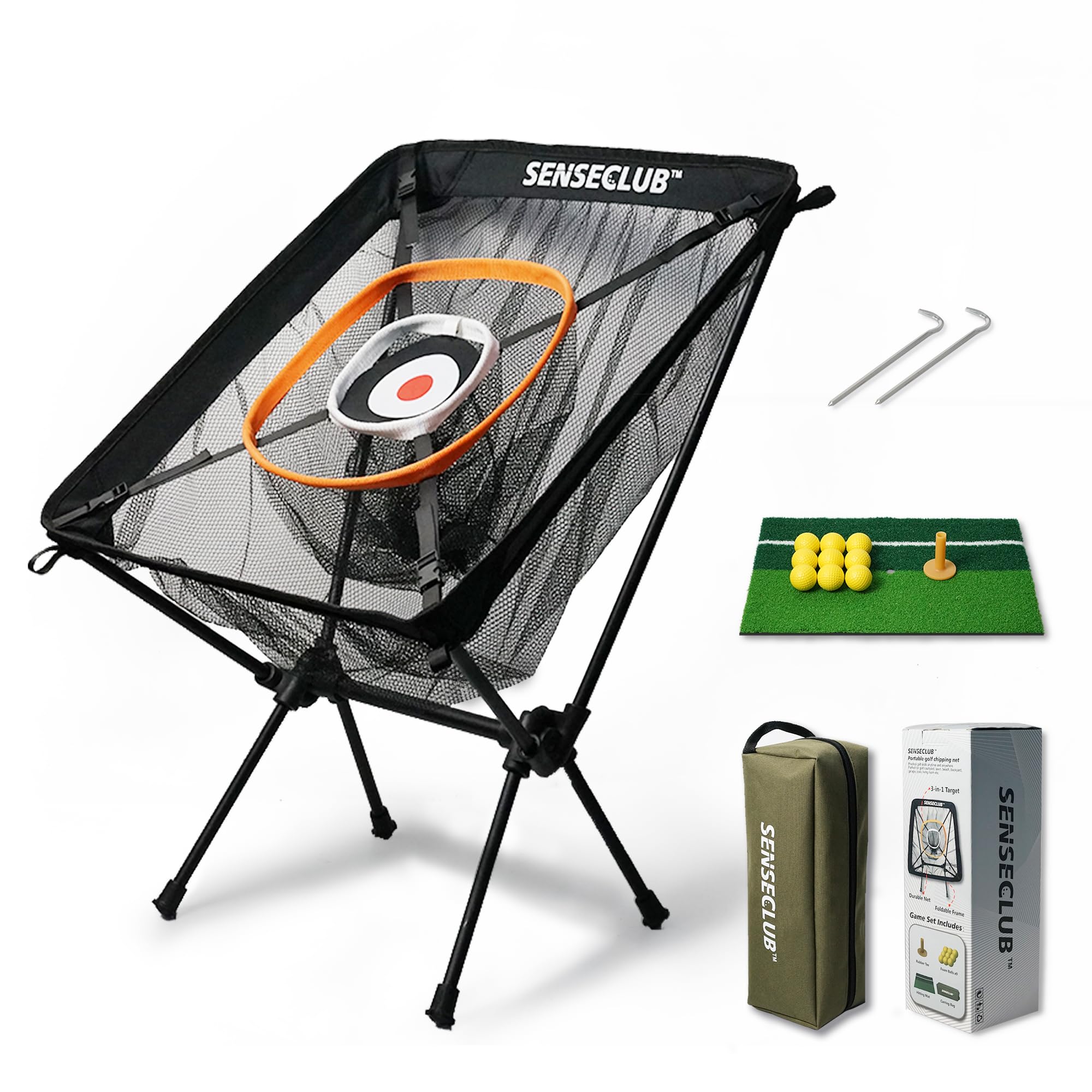 Foldable Chipping Net with Mat & Balls, Indoor Golf Practice Chipping Target, Backyard Golf Game & Gifts