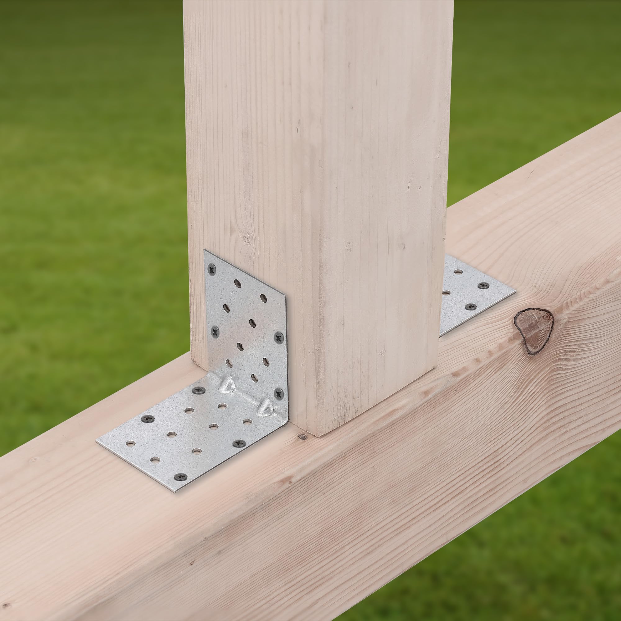 KOTARBAU® 12 szt. Kątownik Ciesielski - Łącznik Budowlany - 80 x 80 x 60 mm - Stal ocynkowana - z Przetłoczeniem - Nierdzewny