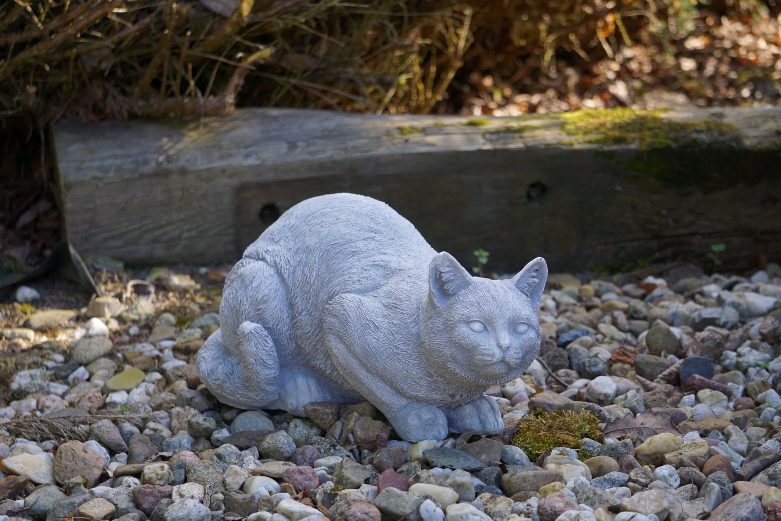 gartendekoparadies.de Leżący kot kamienna figurka, szara, odlew kamienny, 34 x 21 x 20 cm, 11 kg, odporna na mróz, dekoracja ogrodu