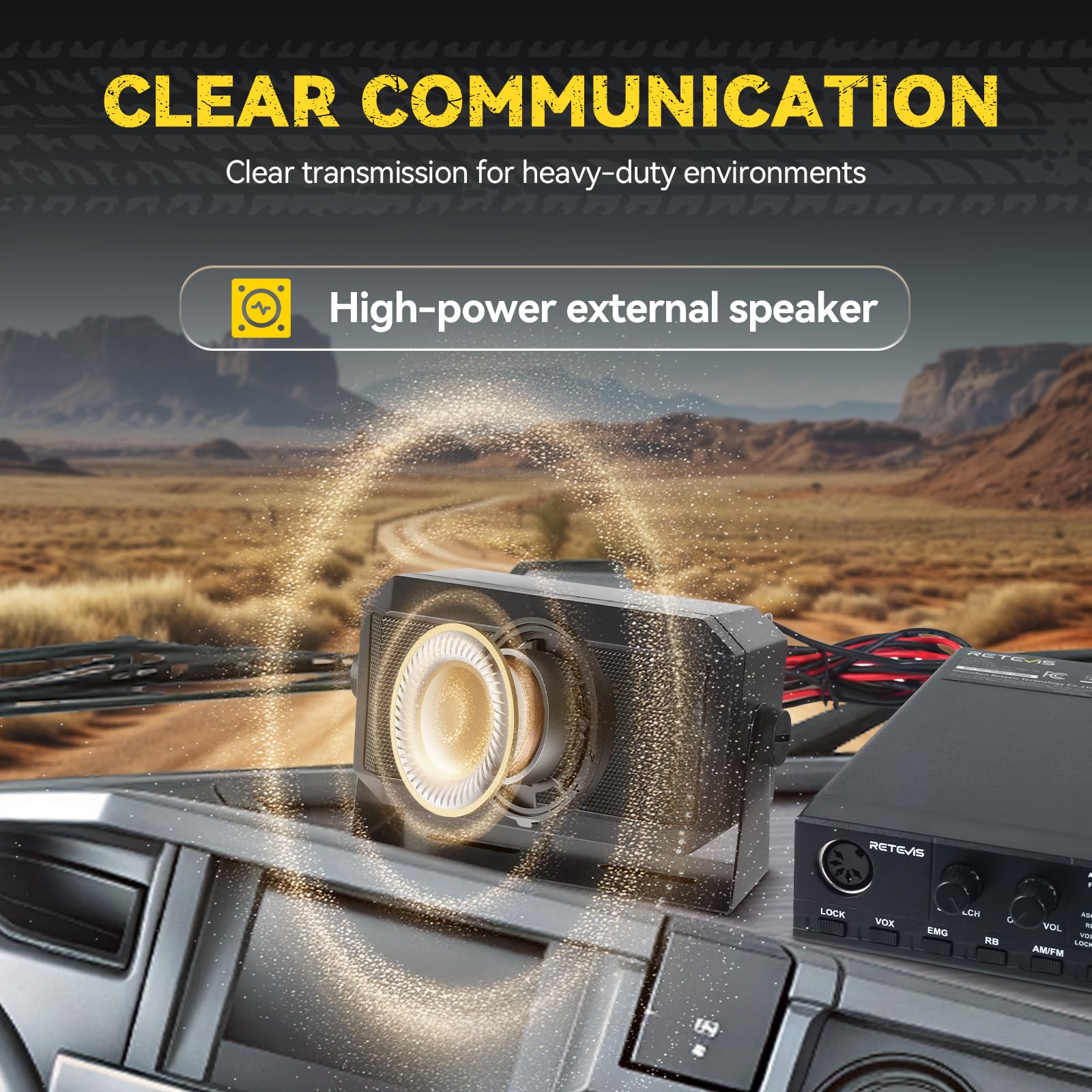Retevis MB62 CB Radio, CB con Antenna ad Alto Segnale e Altoparlante Esterno, VOX, Riduzione Del Rumore ASQ/SQ, AM/FM, EMG CH9/19, Staffa di Montaggio, Radio Portatile per Camion (1 Pz)