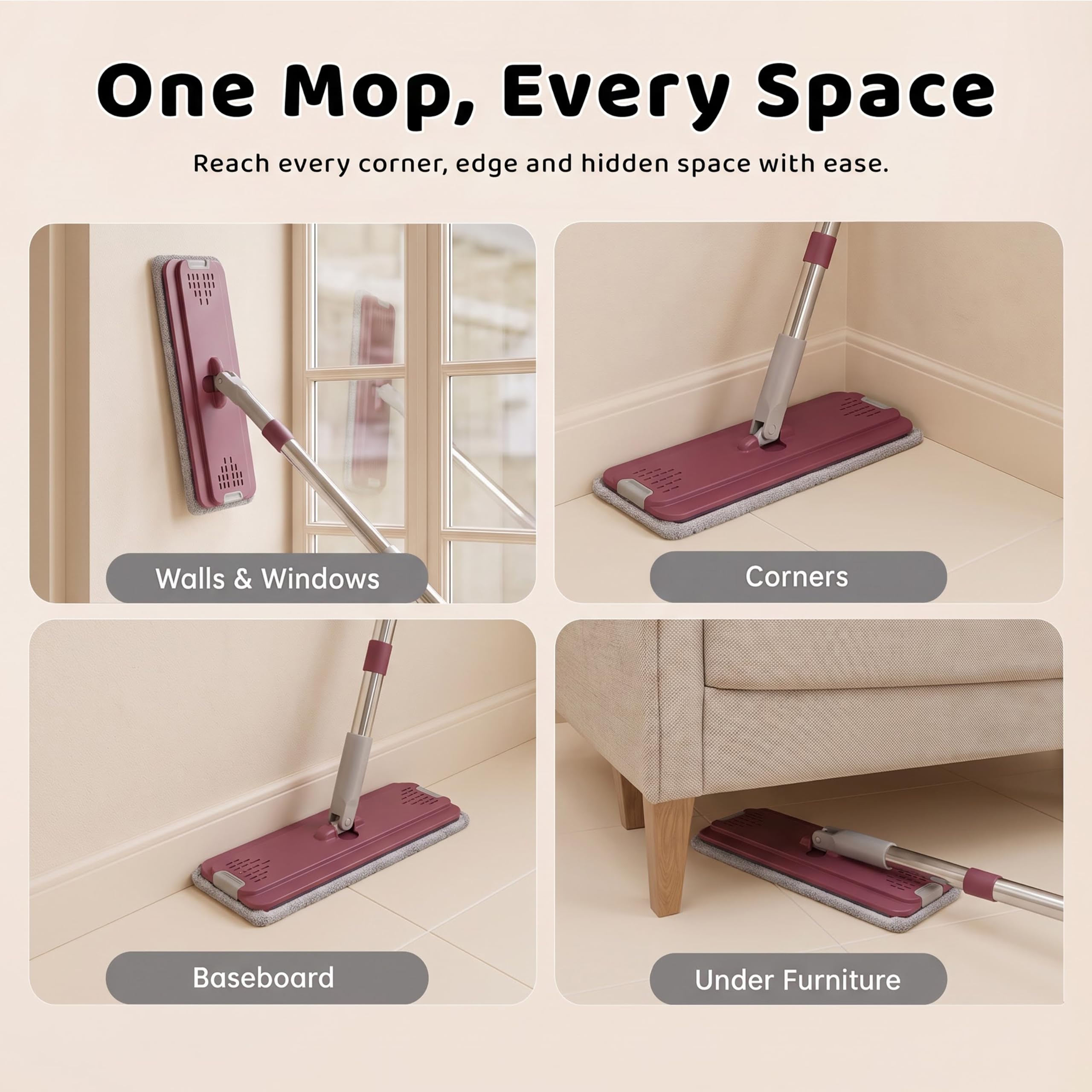 UPC 360° Rotating Microfiber Mop - Hands-Free Cleaning -4