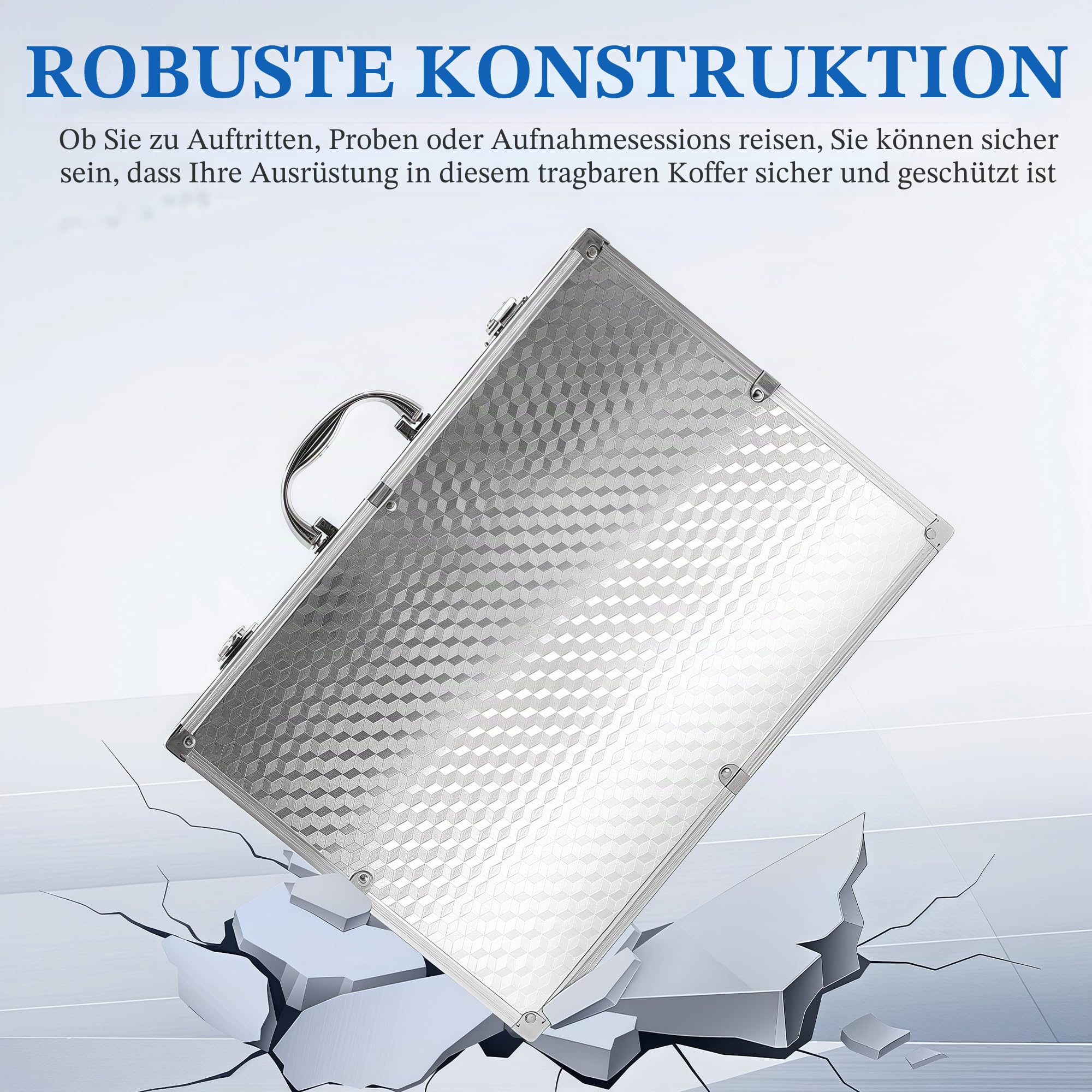 Musiin Tragbares Gehäuse für Audioausrüstung, mit einer robusten Struktur aus Aluminiumlegierung, geeignet für die Aufbewahrung und den Transport von Audio-Geräten, kabellosen Mikrofonsystemen und