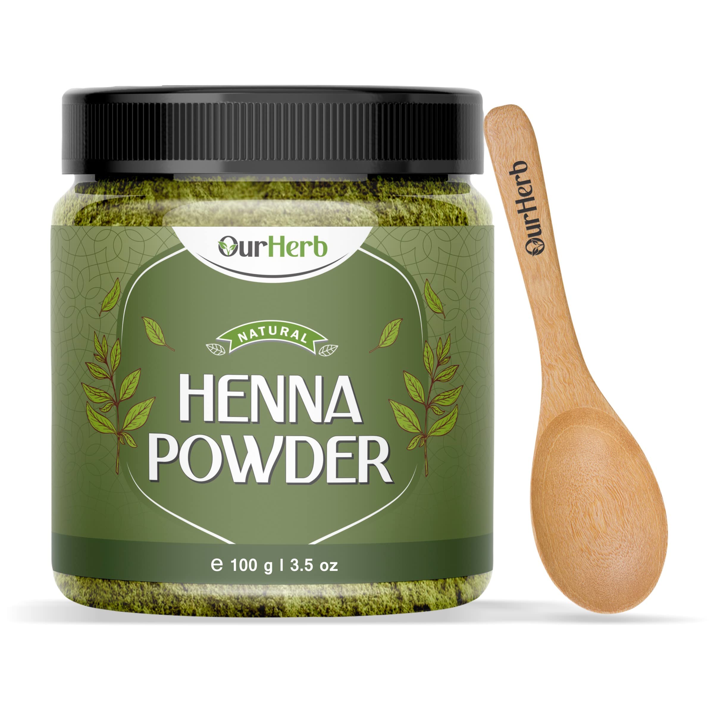 OurHerb Pure & Natural Henna Powder (Lawsonia Inermis) Enriched With Precious Herbals for Natural Hair Color, Growth Boosters & Conditioning - 100g | 3.5 Oz
