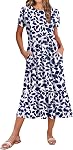 ZEAGOO Femmes Été Midi Une Ligne Robe Manche courte Casual Flowed Plage longue robe de soleil avec poches 2026 Voyages en vacances