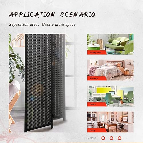 Miniatura 9 de Divisor de habitación plegable de privacidad de 6 pies y 4 paneles de bambú portátil divisor de pared independiente división de habitación para