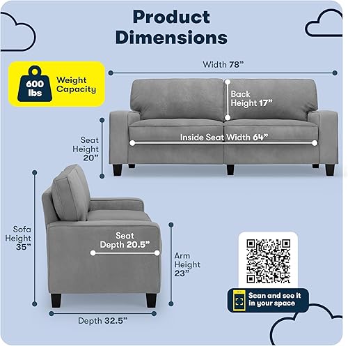 Miniatura 373 de Serta Palisades Sofás Tapizados para Sala, Sofá de Diseño Moderno, Tela, gris (Glacial Gray) gris (Glacial Gray),Beige,Marrón,Alforfón Beige,Marrón