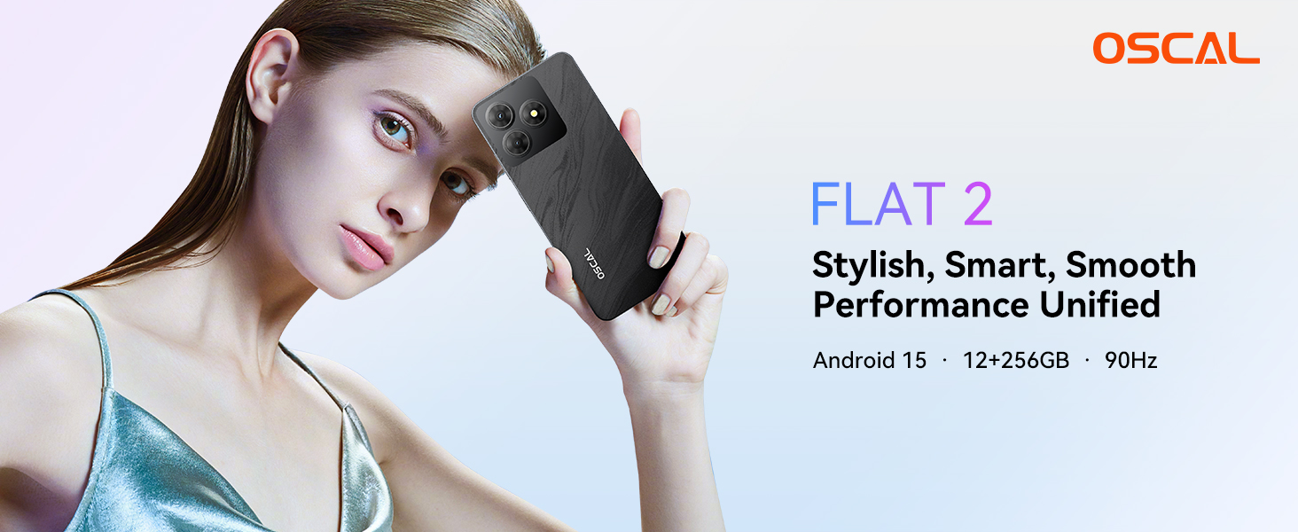 OSCAL Flat 2 Android 15 Smartphone, 12GB+256GB(Expandable up to