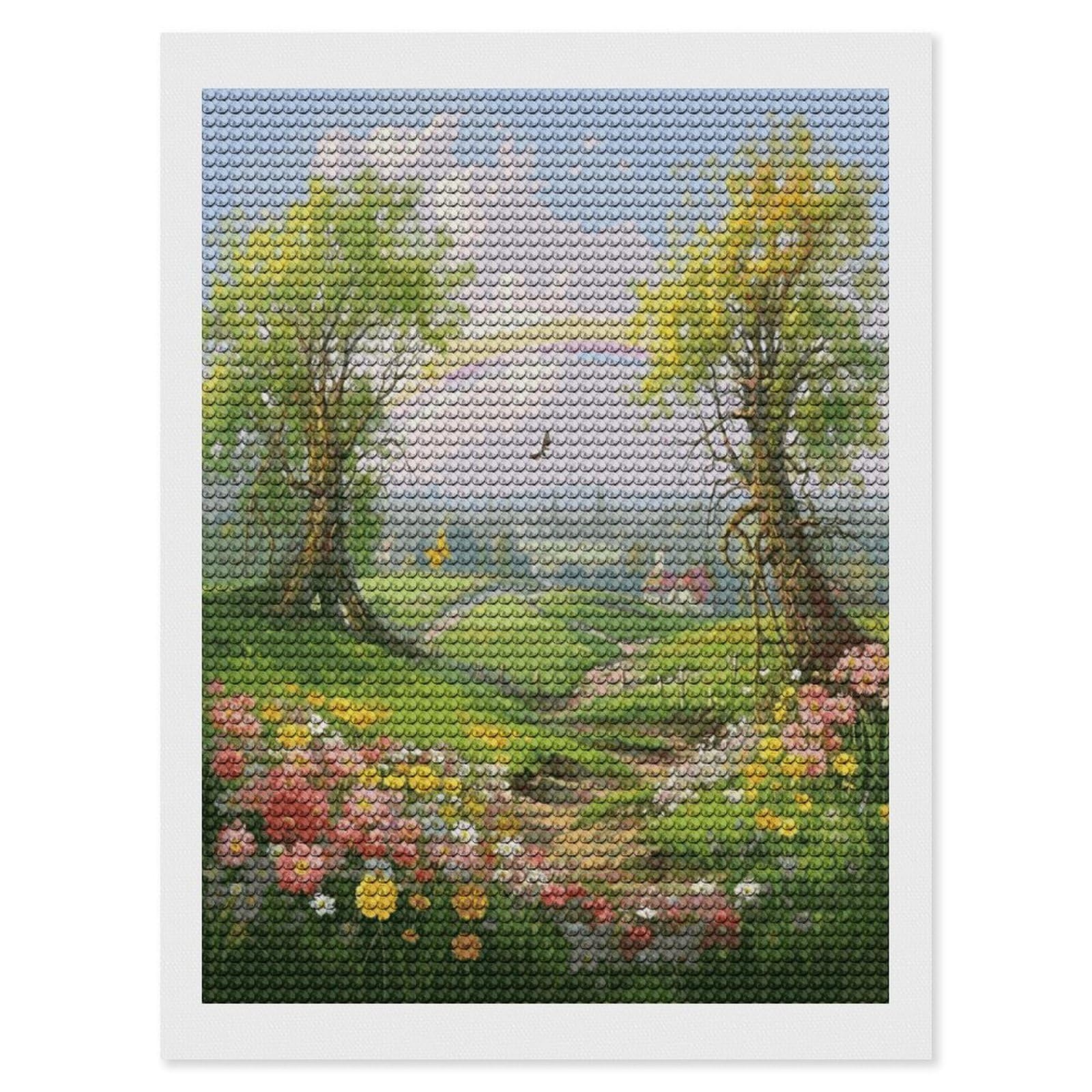LDGSUPH Spring Landscape Diamond Painting Kits for Adults Paint with Diamond Pictures Art DIY Full Drill Diamond Dots Painting Personalized Diamond Photo for Home Wall Decor Gift 12"x16"