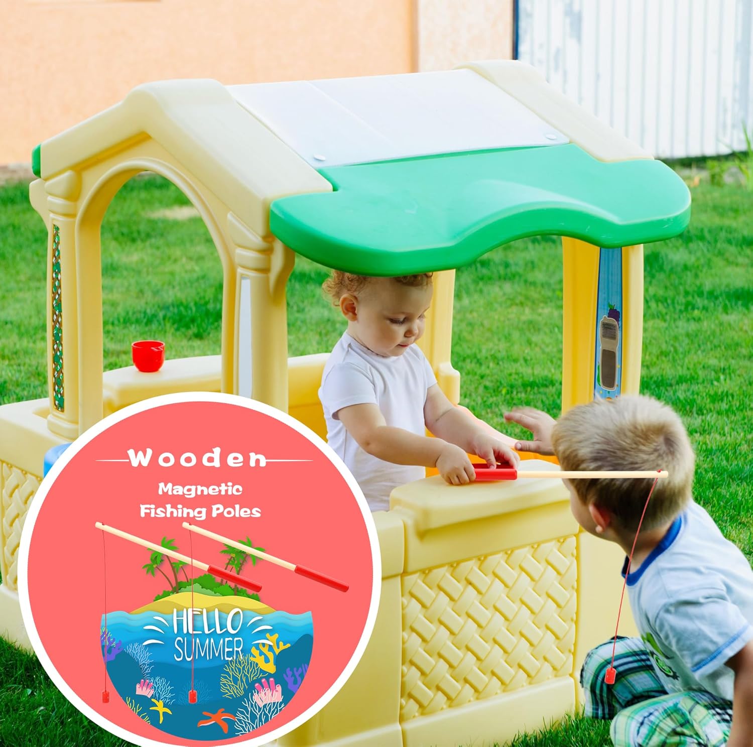 12 Pcs Magnet Fishing Rod Wooden Magnetic Fishing Poles Funny Fishing Pole Toys for Kindergarten Preschool Girl Boy Pool Activity Accessory