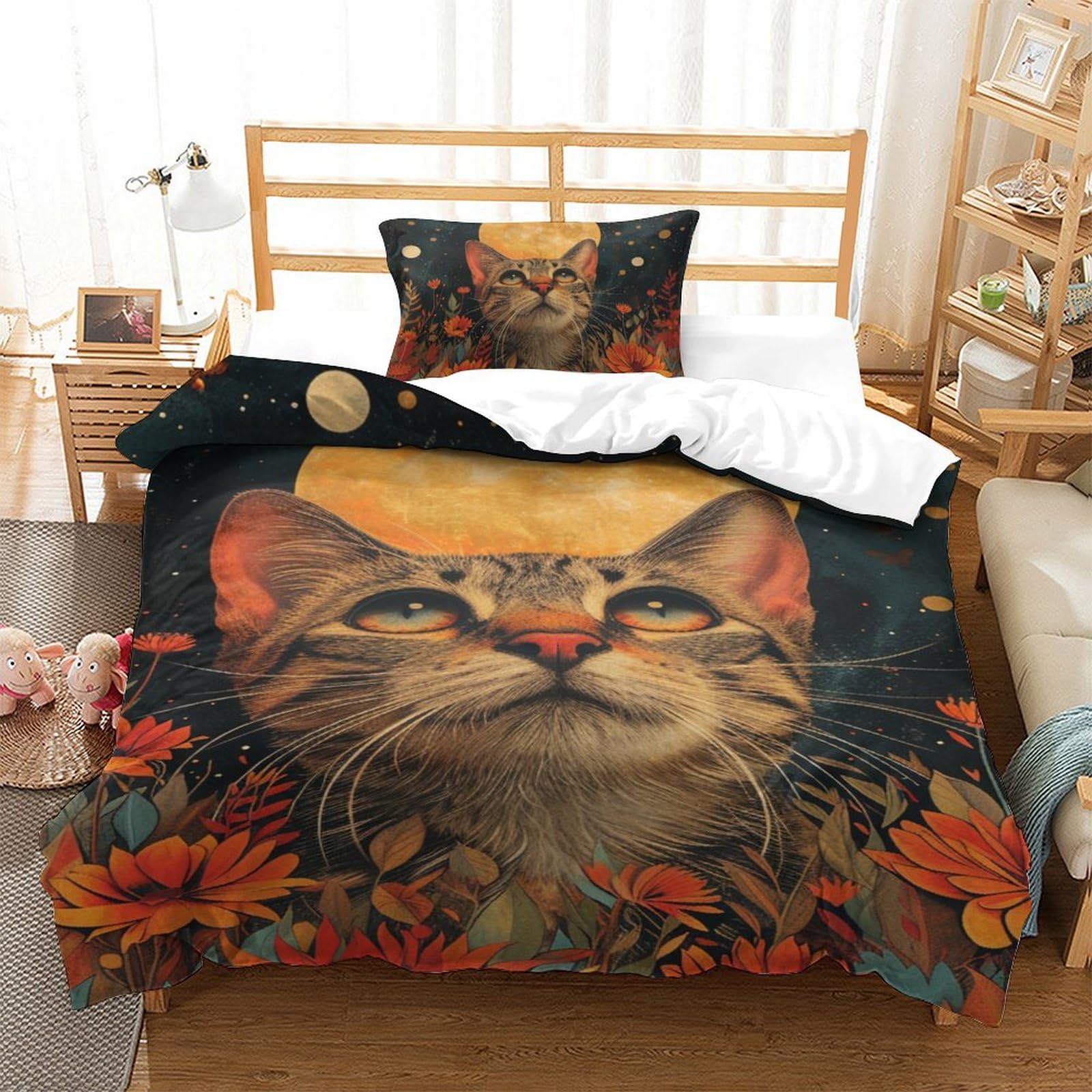 Parure de lit chat 3D 135x200cm pour relooker une chambre d'adolescent