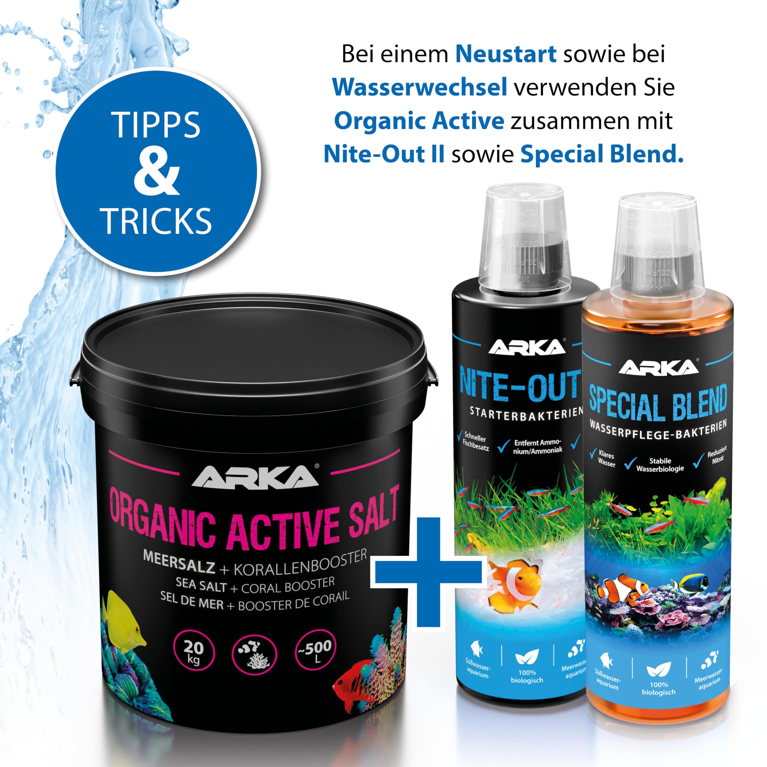 Riffsalz Meerwasser 10 kg – organisch aktives Meersalz für Korallenwachstum, Farbenpracht & stabile Wasserwerte – schnell löslich, phosphatfrei und nitratfrei – ARKA Organic Active Salt