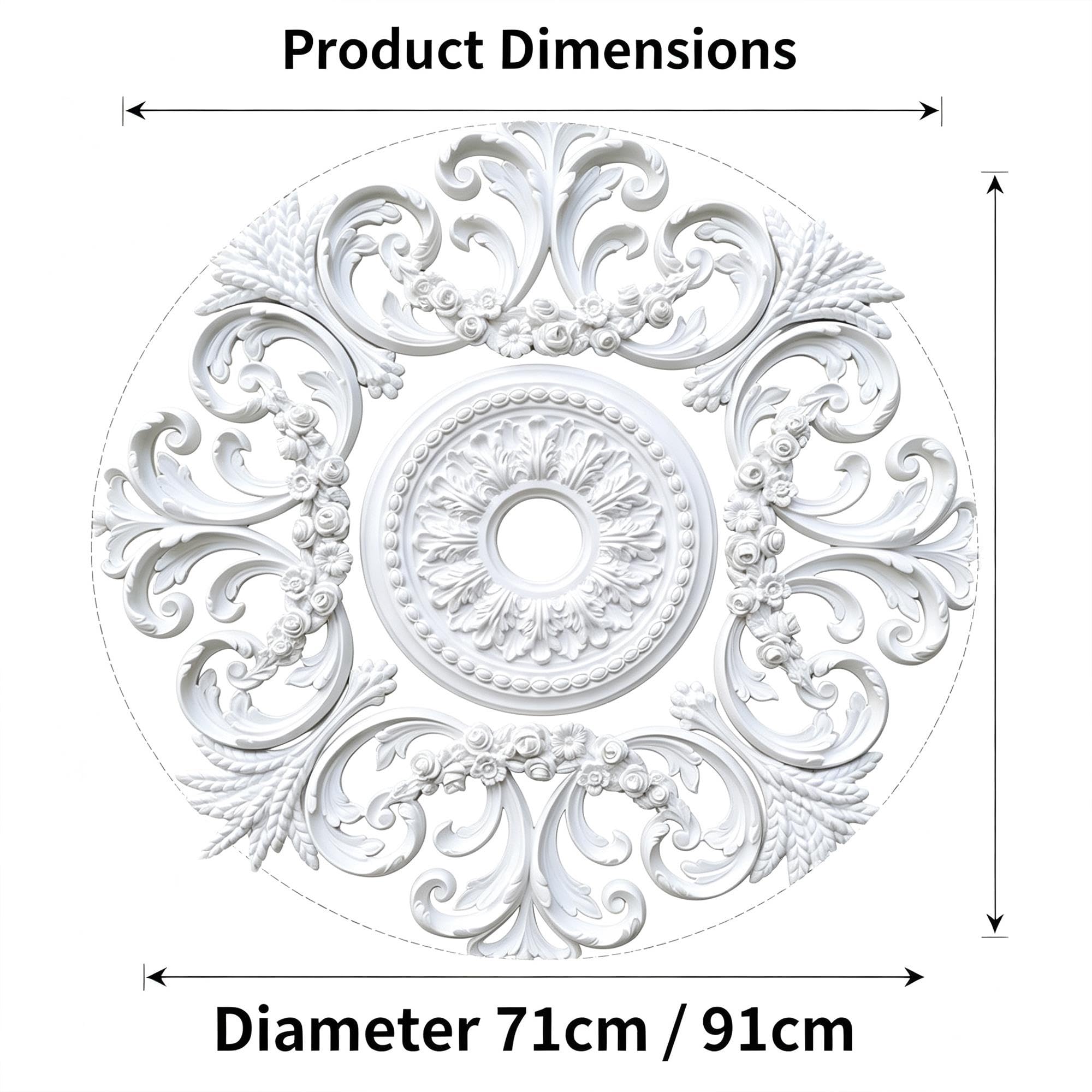 Rosone Soffitto Polistirolo Moderno Decorativo Bianco