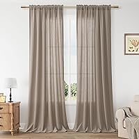 Vista 37 de Guken - Cortinas de lino negro de 108 pulgadas de largo para sala de estar, dormitorio, juego de 2 paneles, bolsillo para barra, cortinas