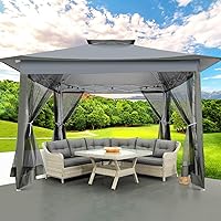 Vista 12 de COBIZI Toldo desplegable de 12x12 para patio en oferta con mosquitero, carpas para patio en oferta, tienda de campaña al aire libre con bolsa
