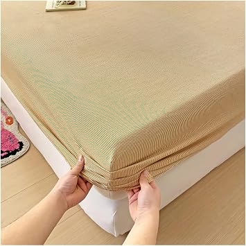 Plaid Style Fitted Sheet with Pillowcase Elastic Bedsheets Bed Linen Breathable Mattress ProtectorColor07,180x200cm 3pcs Set