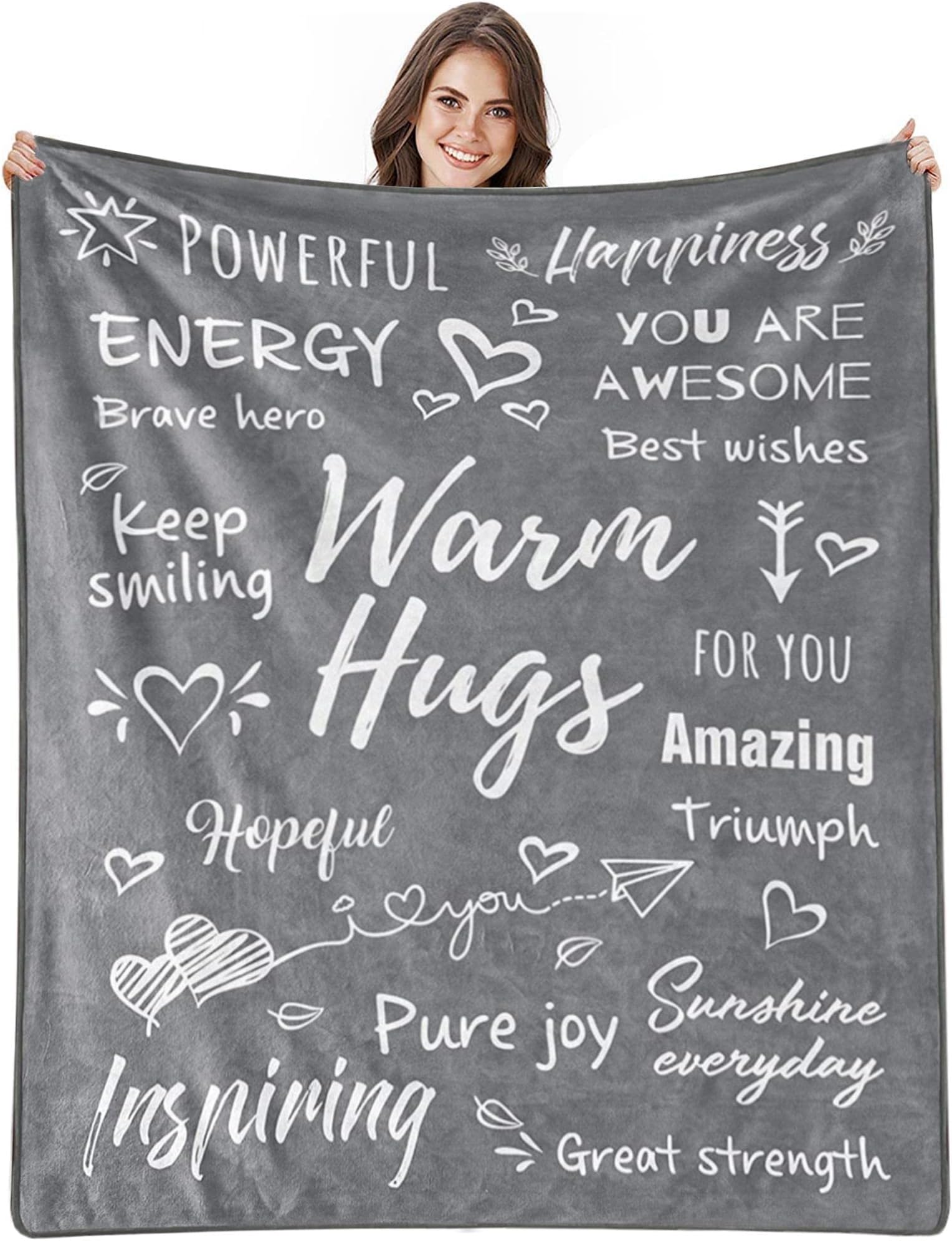 Grey Plush Cozy Fleece Super Soft Fuzzy Flannel Throw Blanket for Couch Sofa Bed and Office Napping,Inspirational Blanket Gifts Warm Throw Blankets All Season 50"×60"