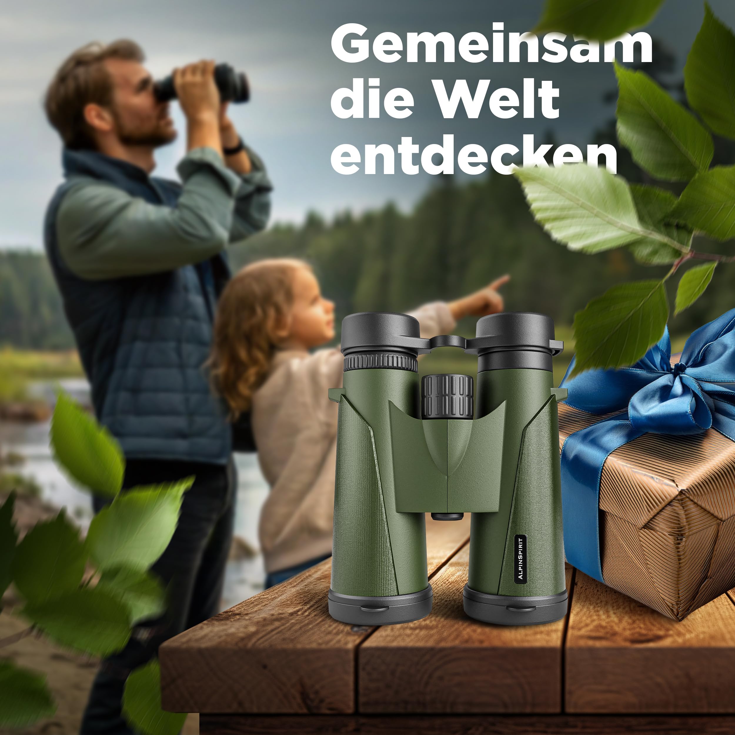Fernglas 8x42 inkl. Hardcase & Zubehör (Testsieger) – geeignet für Brillenträger - kompaktes & leichtes Fernglas - wasserabweisend,FMC Linse+BAK4, Binocular für Kinder & Erwachsene(grün)