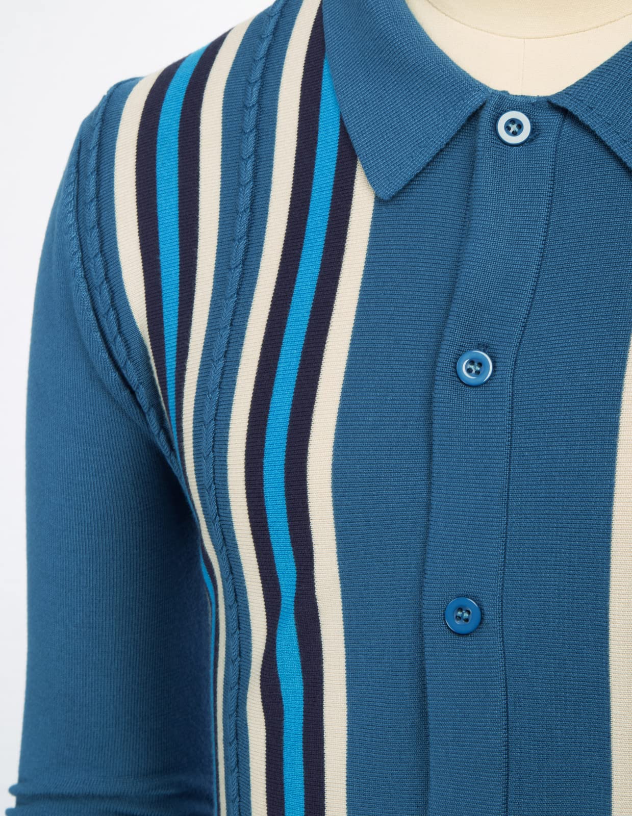 PJ PAUL JONES Polo da uomo, vintage a righe con bottoni, camicia da golf in maglia