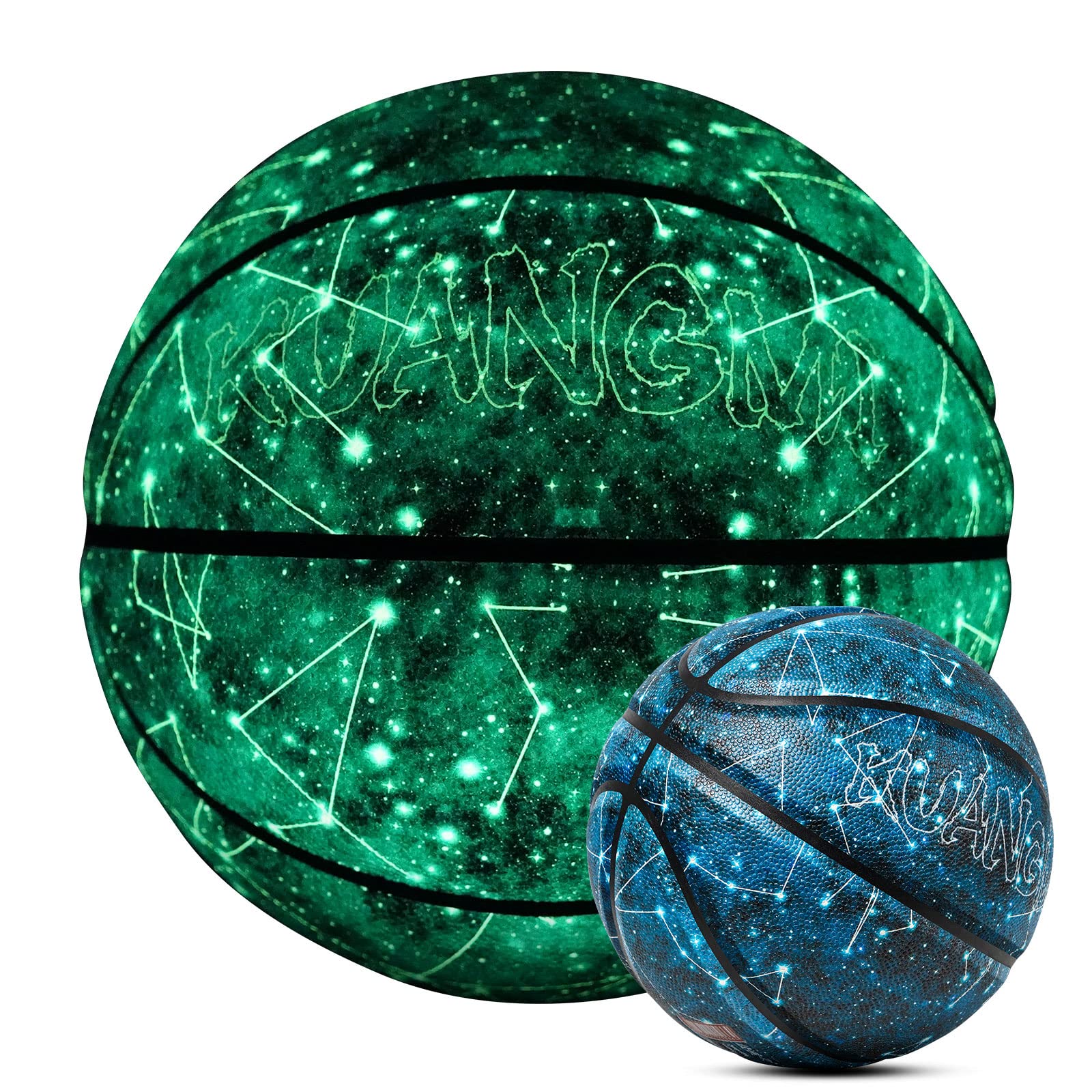Kuangmi Glow in The Dark Basketball, Luminous Glowing Composite Leather Ball Gifts for Men, Women, Teenager, Indoor & Outdoor Night Basketball, Size 5(27.5