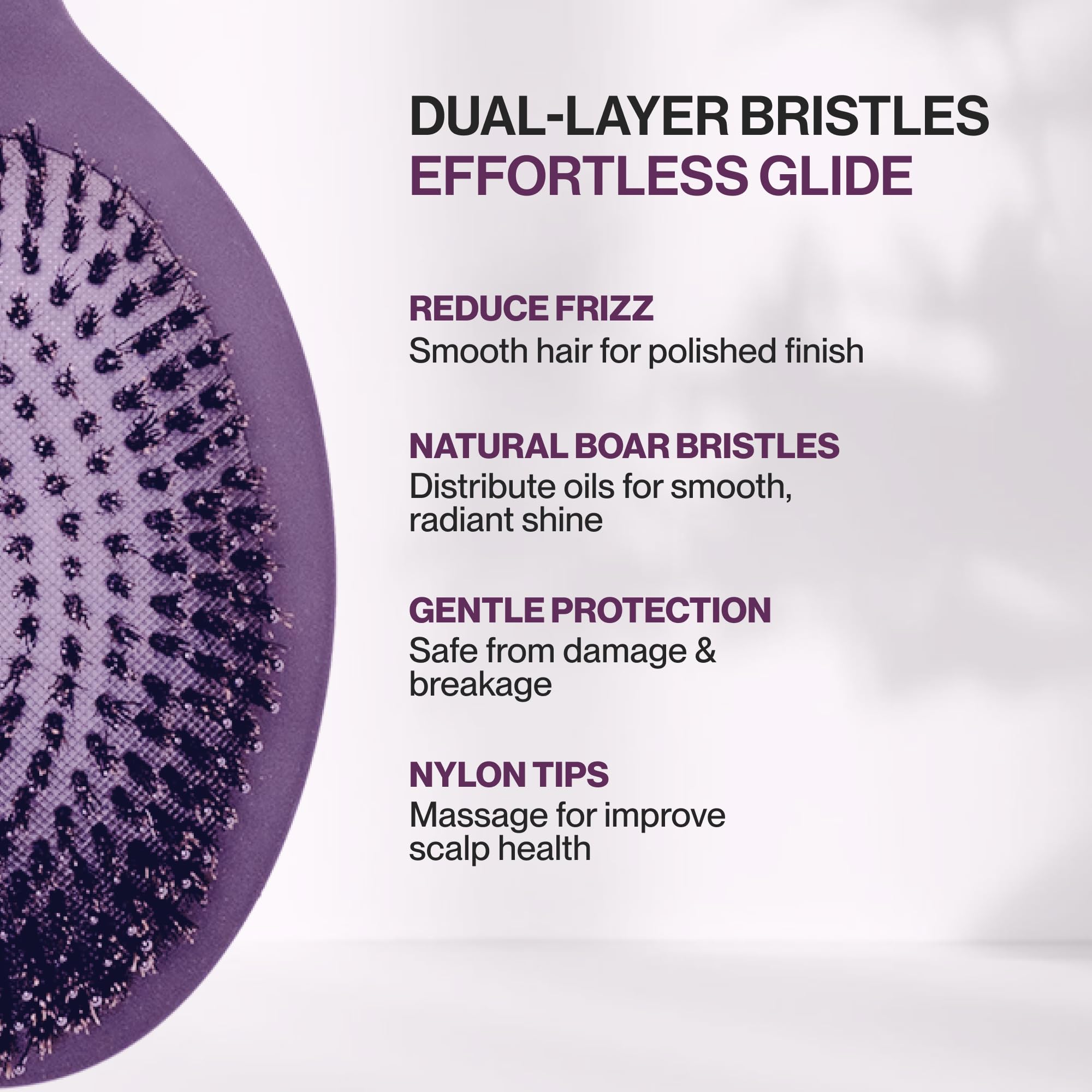 COCCO Aura Brush - Juego de cepillos redondos y de cerámica para mujer, secado y control del encrespamiento, cerdas de turmalina, agarre ergonómico, juego de peinado completo, color morado