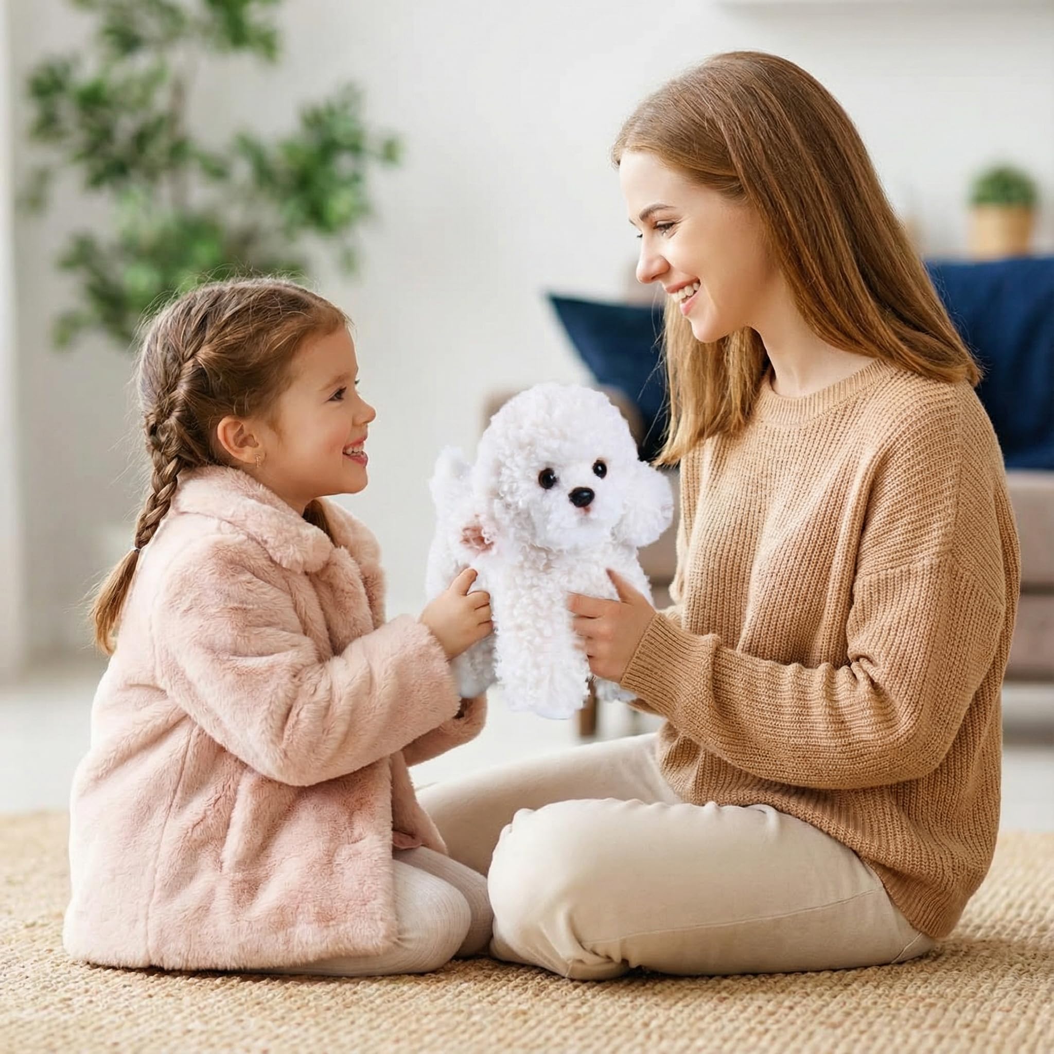 CU-MATE Peluche a forma di barboncino, giocattolo realistico per cani, adorabile cuscino da abbracciare per dormire per bambini e amici