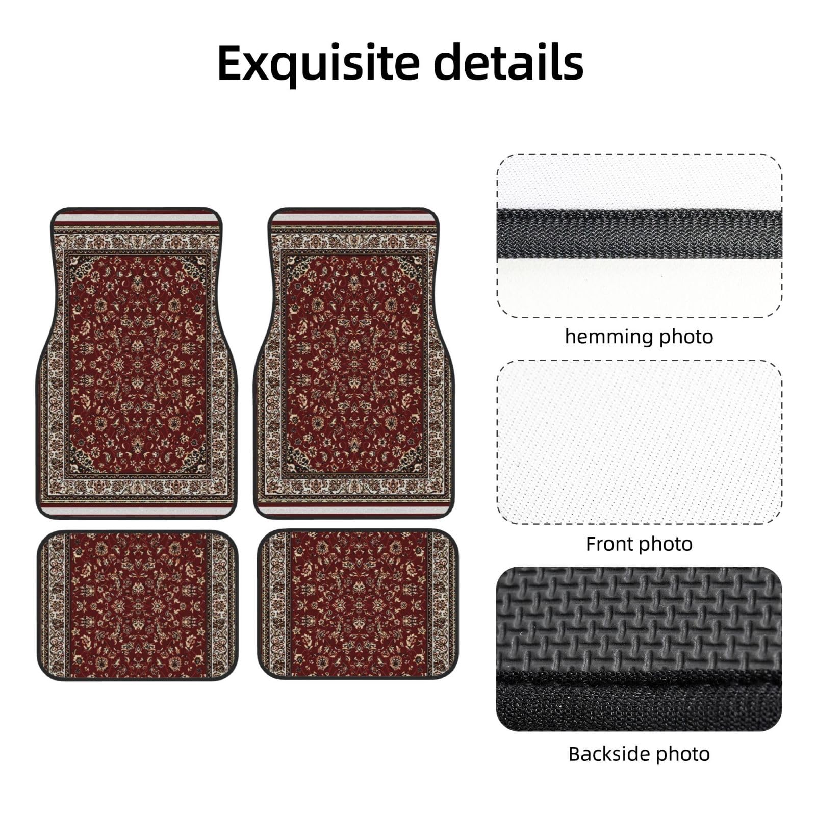 SHANGYINGJI Rust Red Oriental Rug 4 Pieces Car Floor Mats Car Carpets Full Sets Universal Fit for SUV — view 5