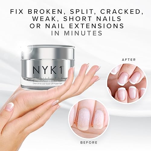 Miniatura 10 de NYK1 NAIL FORCE Builder Gel de uñas con capa superior y base, paquete de esmalte UV y LED, PowerGel ExtendaNail Increíble gel fortalecedor de uñas