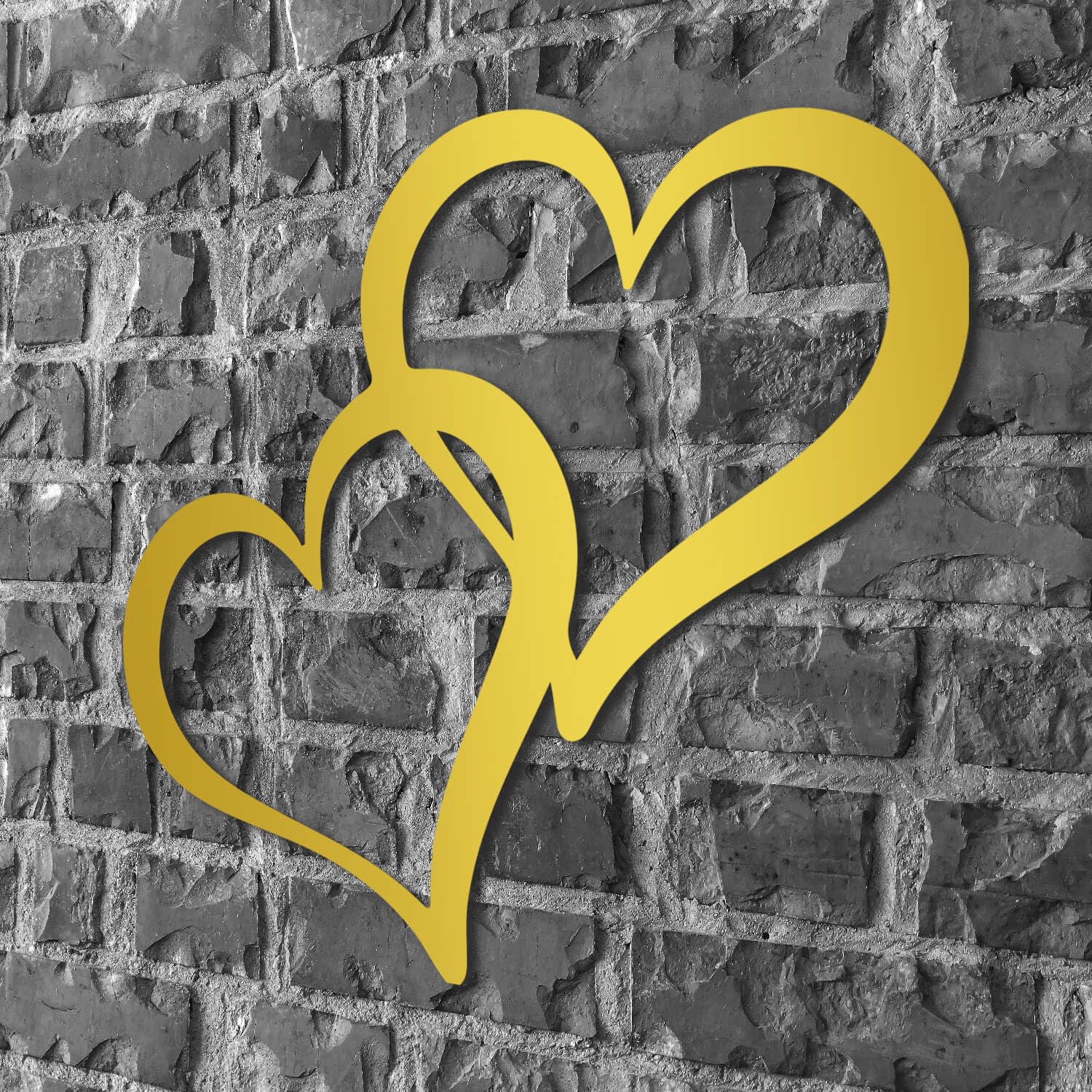 Decoración de Pared de Corazones entrelazados de Metal Negro, decoración de Pared de Pareja de Corazones Dobles de Metal, Escultura Moderna de decoración de Arte de corazón para Sala de Esta
