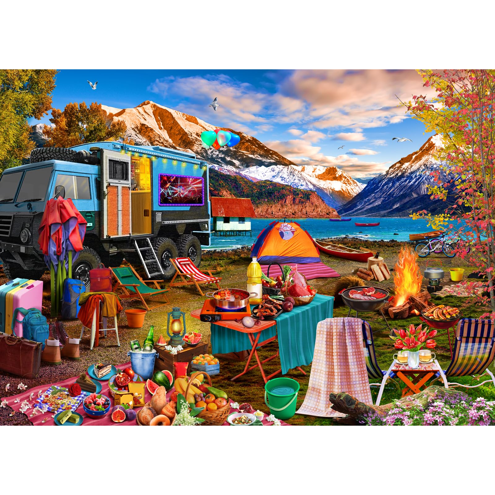 HUADADA 1000 Pieces Jigsaw Puzzle for Adults Interactive Games 1000 Pieces Jigsaw Puzzle Gift Outdoor Camping