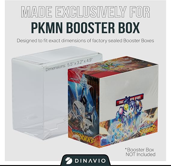 Dinavio Crafthouse PET Plastik Pokemon Güçlendirici Kutu Kılıfı - Pokemon Booster Kutusu Vitrin Koruyucu - Pokemon Saklama Kutusu - 0,5 mm Kalın Koruyucu Pokemon Kart Vitrin (5'li Paket)