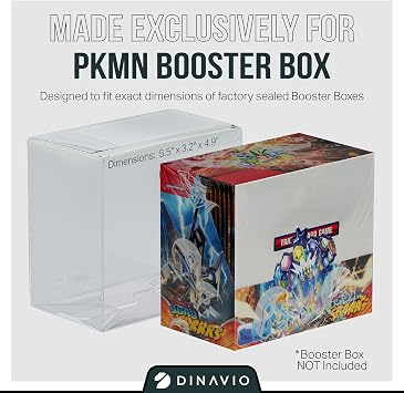 Dinavio Crafthouse PET Plastik Pokemon Güçlendirici Kutu Kılıfı - Pokemon Booster Kutusu Vitrin Koruyucu - Pokemon Saklama Kutusu - 0,5 mm Kalın Koruyucu Pokemon Kart Vitrin (5'li Paket)