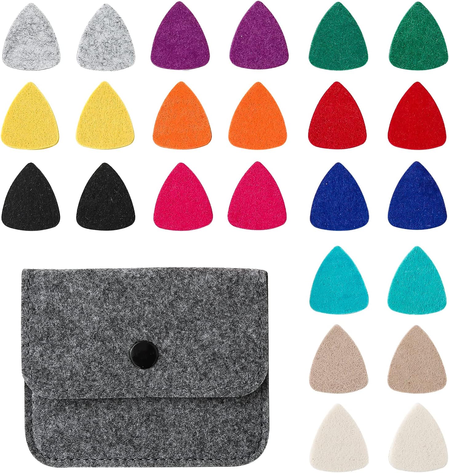 Donux 24 Pieces Felt Ukulele Picks,Felt Heart Shape Pick for Ukulele Guitar Bass with pick holder case (24, Mixed)