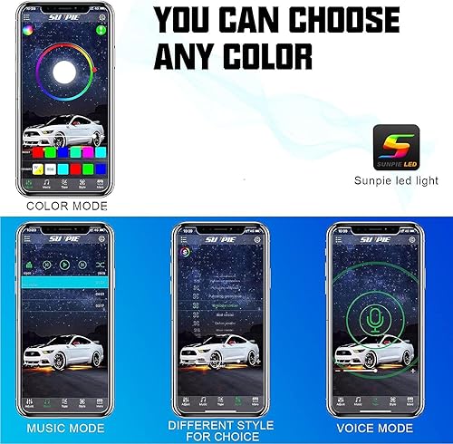 Miniatura 4 de SUNPIE 16 cápsulas mejoradas de 210 grados de gran angular RGBW Rock Lights Aplicacióncontrol Modo de voz, modo de música, control automático, kit