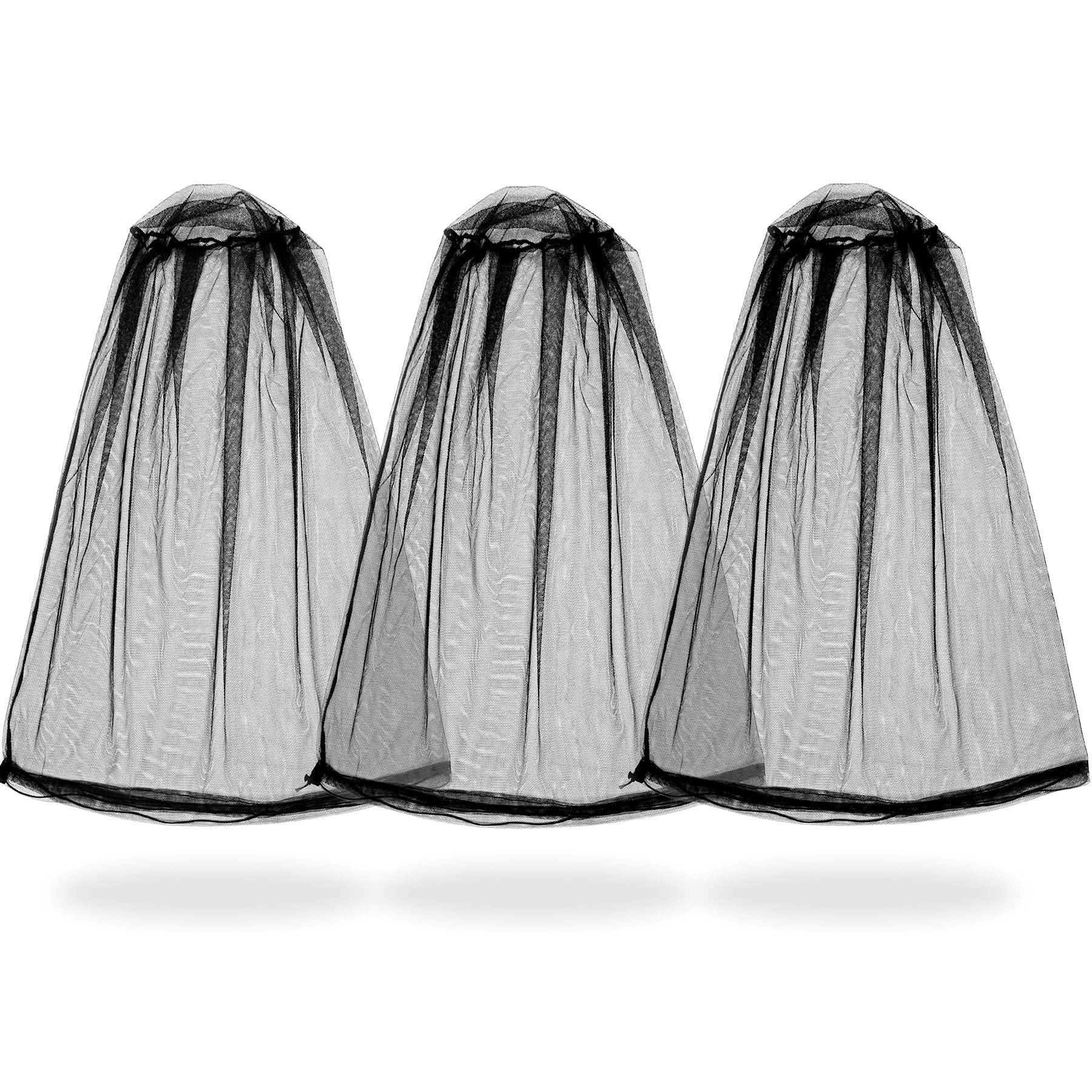 Mosquito Head Net, Durable Net Mesh Bug Head Nets 3-Pack Net Hat for Fishing, Hiking, Gardening