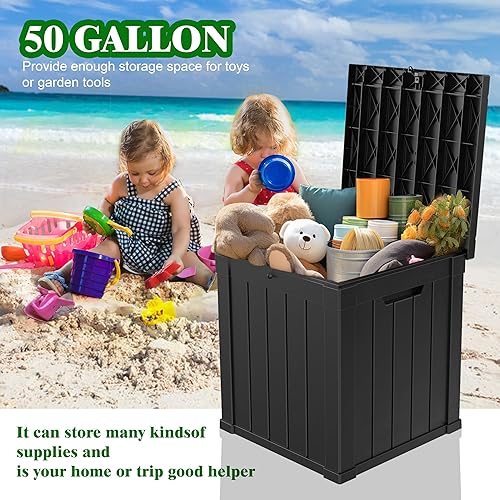 Miniatura 4 de 48 gallon delivery box,All-weather resin material outdoorstorage box easy to install and portable,Suitable for indoor and outdoor scenes (black)