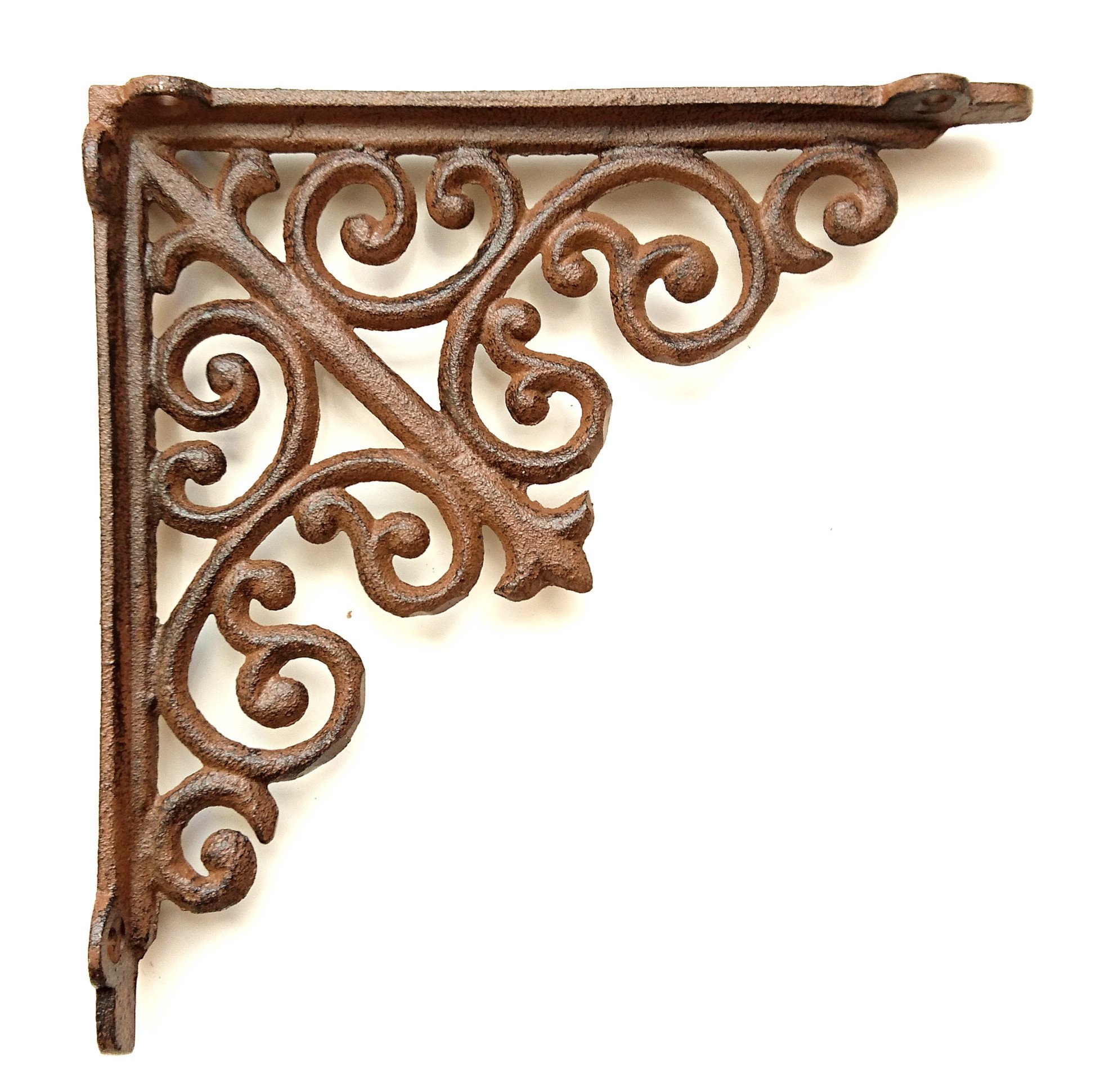 Spring Life Antique Brown Cast Iron Ornate Shelf Bracket 20.5Cm X 20.5Cm In 3 Colours (Antique Brown)