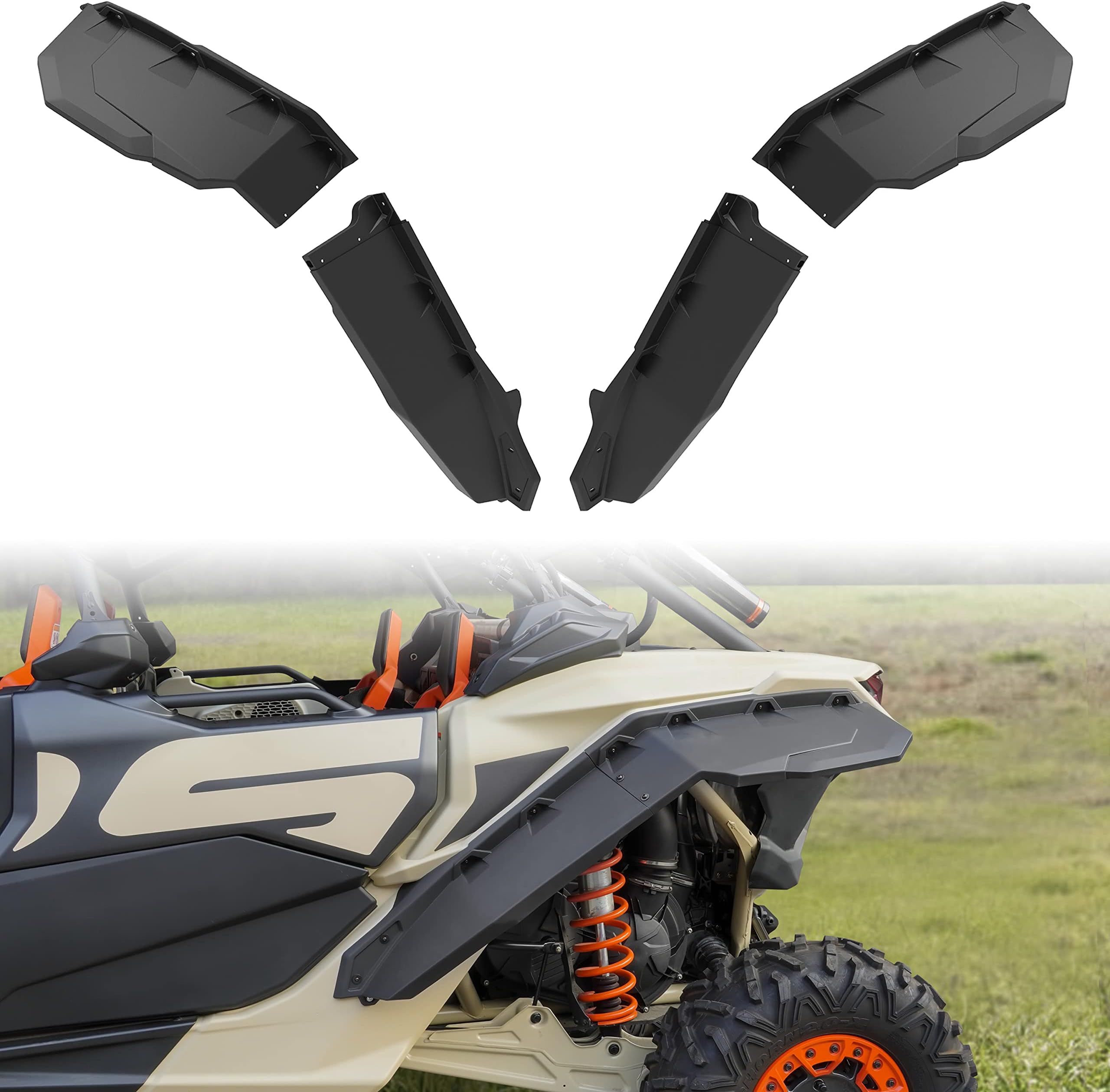 Wider Extended Fender Flares Kit for Can-Am X3, XXL Rear Mud Flaps Mud Guards Extension for Can Am Maverick X3 MAX All Models Accessories 2017-2024 (4PCS)