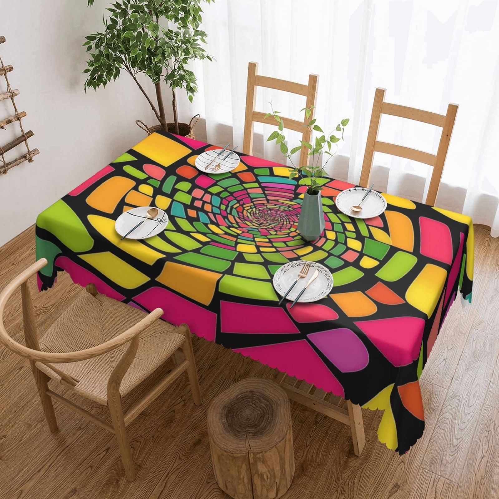 Nappe rectangle nappe de table salle à manger jardin fête motif abstrait coloré