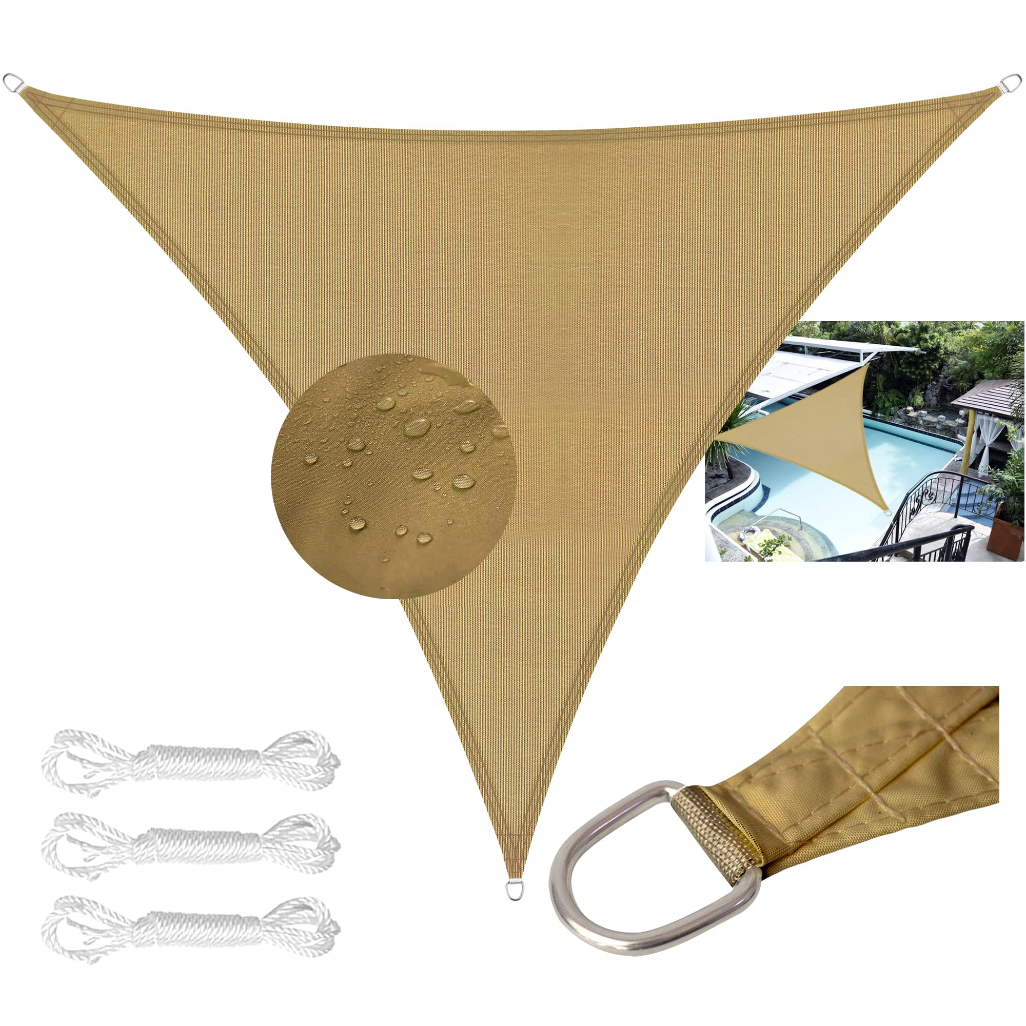 Voile d'ombrage imperméable sable pour terrasse fraîche lors des repas d'été