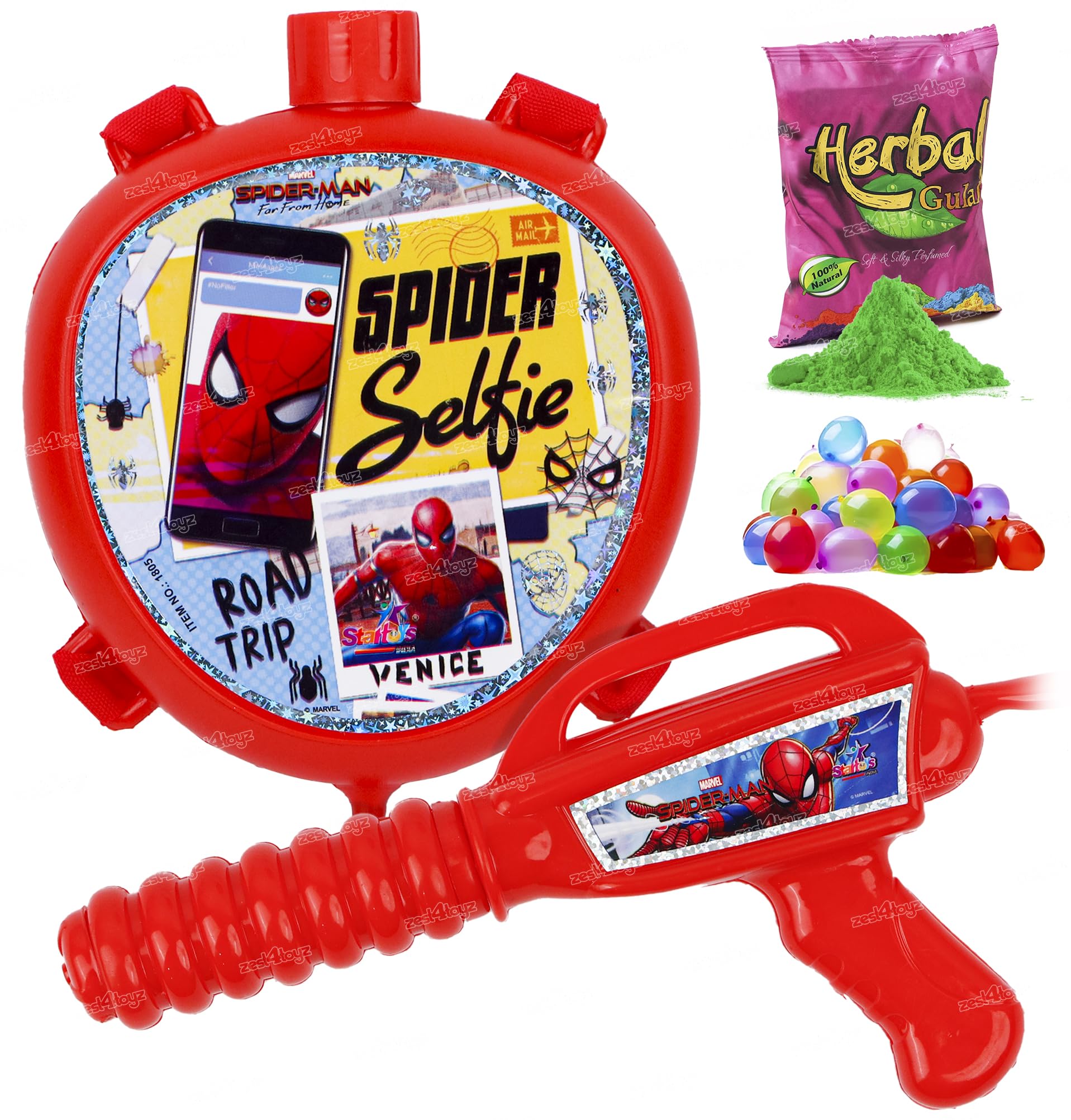 Zest 4 Toyz Holi Pichkari Water Gun for Kids Boy Girl Powerful High Pressure Tank Spray with 100 Balloon, Spiderman (Mini Tank) (B0CTKC6WZH) Amazon Price History, Amazon Price Tracker