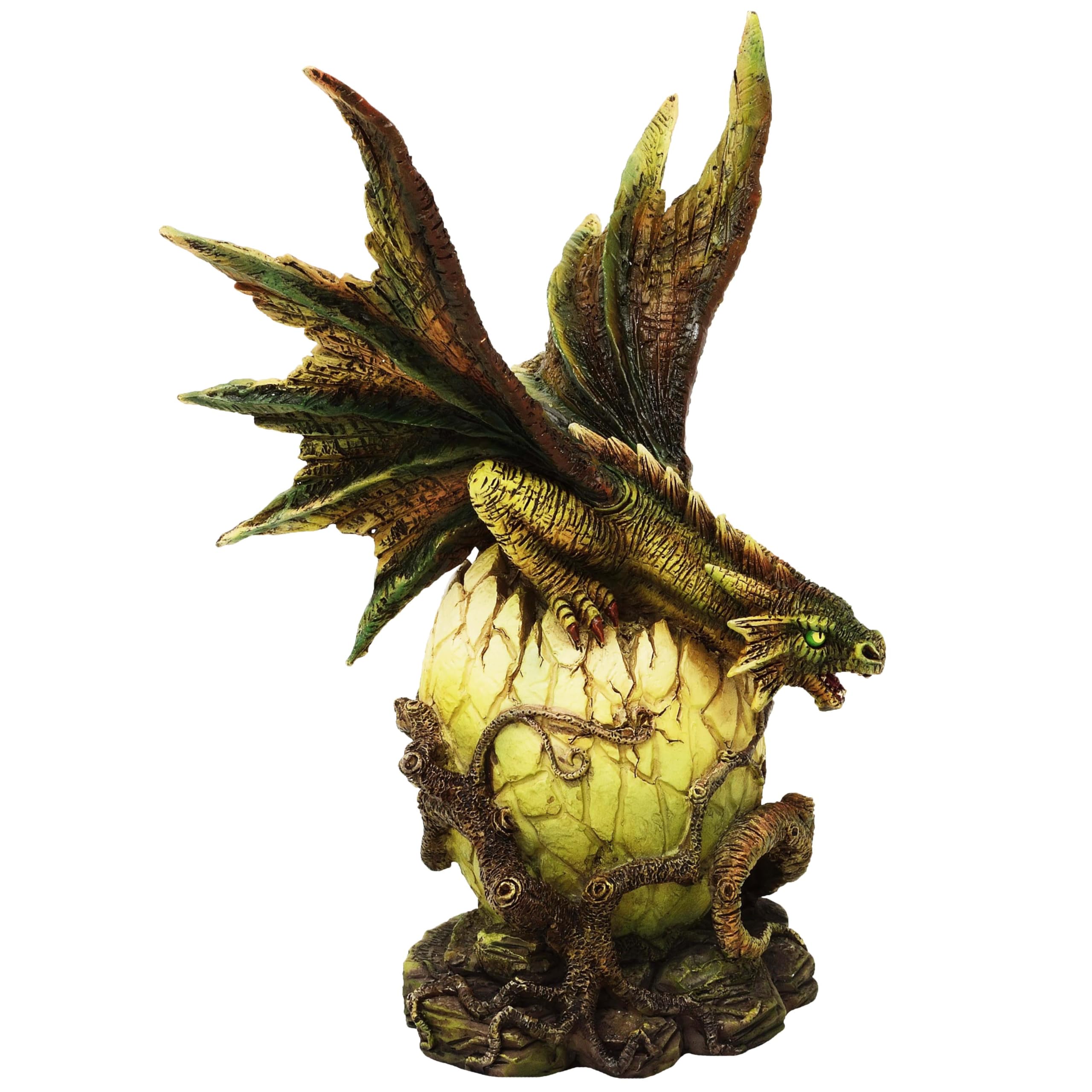MystiCalls Dragon sur l'œuf de dragon dans une branche - Figurine fantastique dragon babydrache