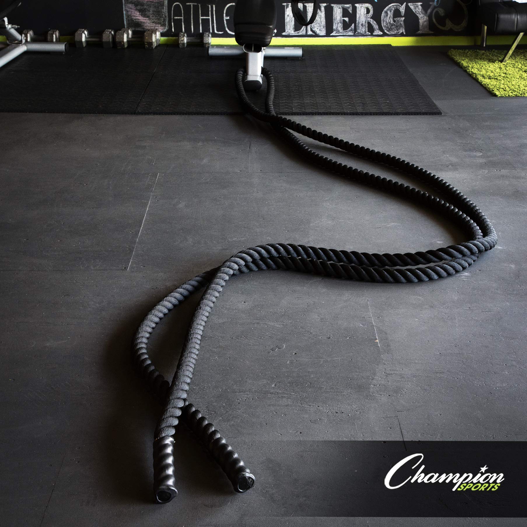 Champion Sports Heavy Training Rope: Rhino Poly Strength & Conditioning Heavy Gym Battle Ropes - Cardio, Cross Training, Weight Training & Crossfit
