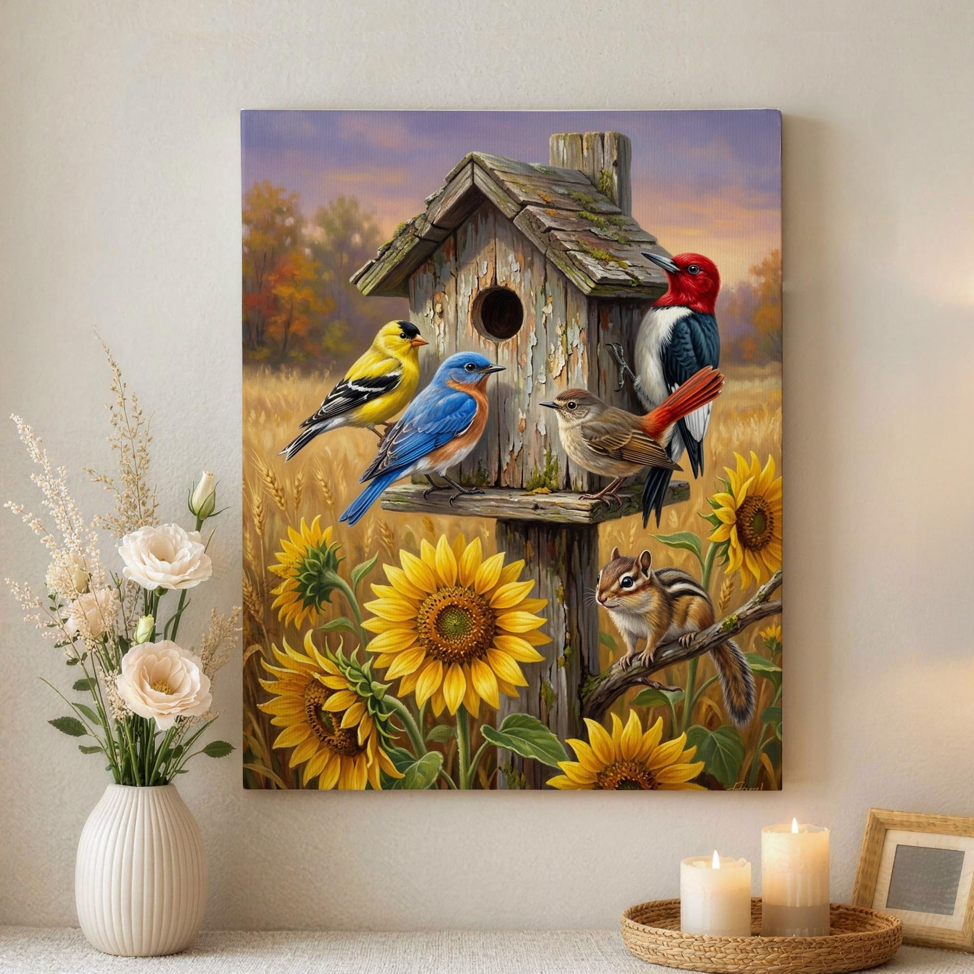 Lienzo de girasol para paredes vacías y oscuras: decoración realista de 16x20" 8