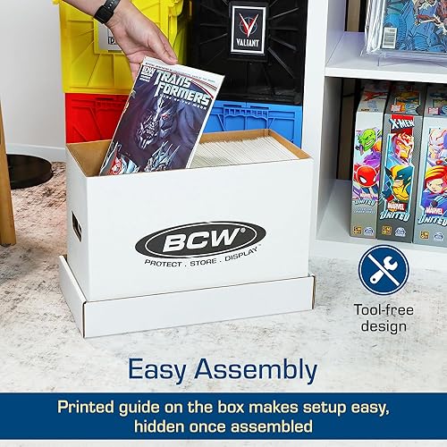 Vista 11 de BCW Caja de almacenamiento de cómics graduada, 10 unidades, papel corrugado blanco duradero, compatible con CGC Comics, capacidad para cómics de 35