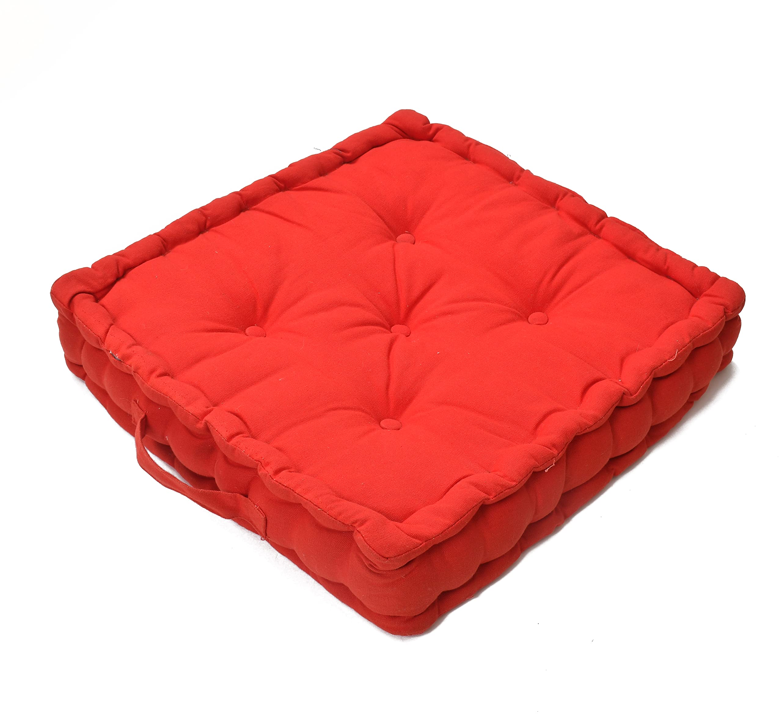 100% Cotton Armchair Booster Cushion Large Square Booster Seat Pad Dining Chair Thick Firm Cushion, Ideal for Home, Office, Garden, Pregnancy, Maternity, Elderly, Post Surgery (Red)