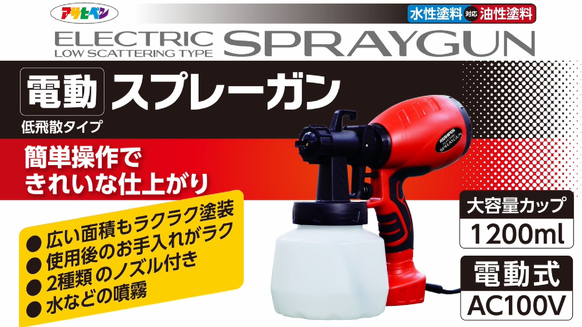 Amazon | アサヒペン(Asahipen) 電動スプレーガン 3パターン噴射 ES